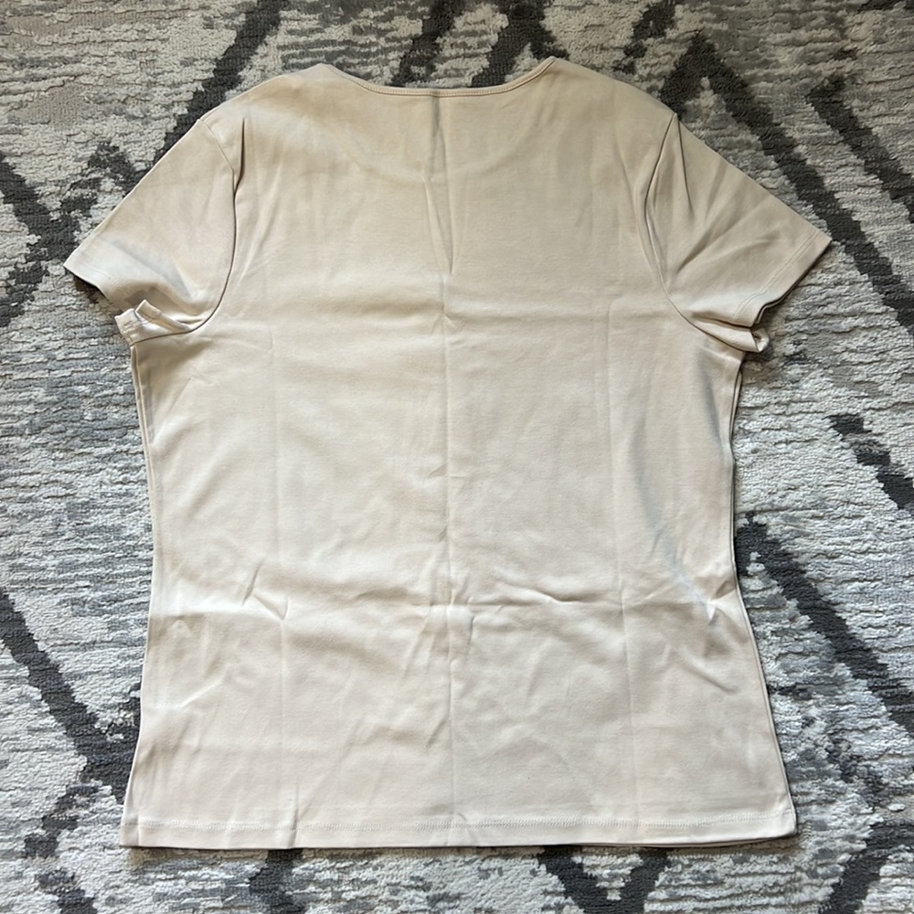 Croft & Barrow Pima Cotton Cream Tee Size L - Picture 2 of 3